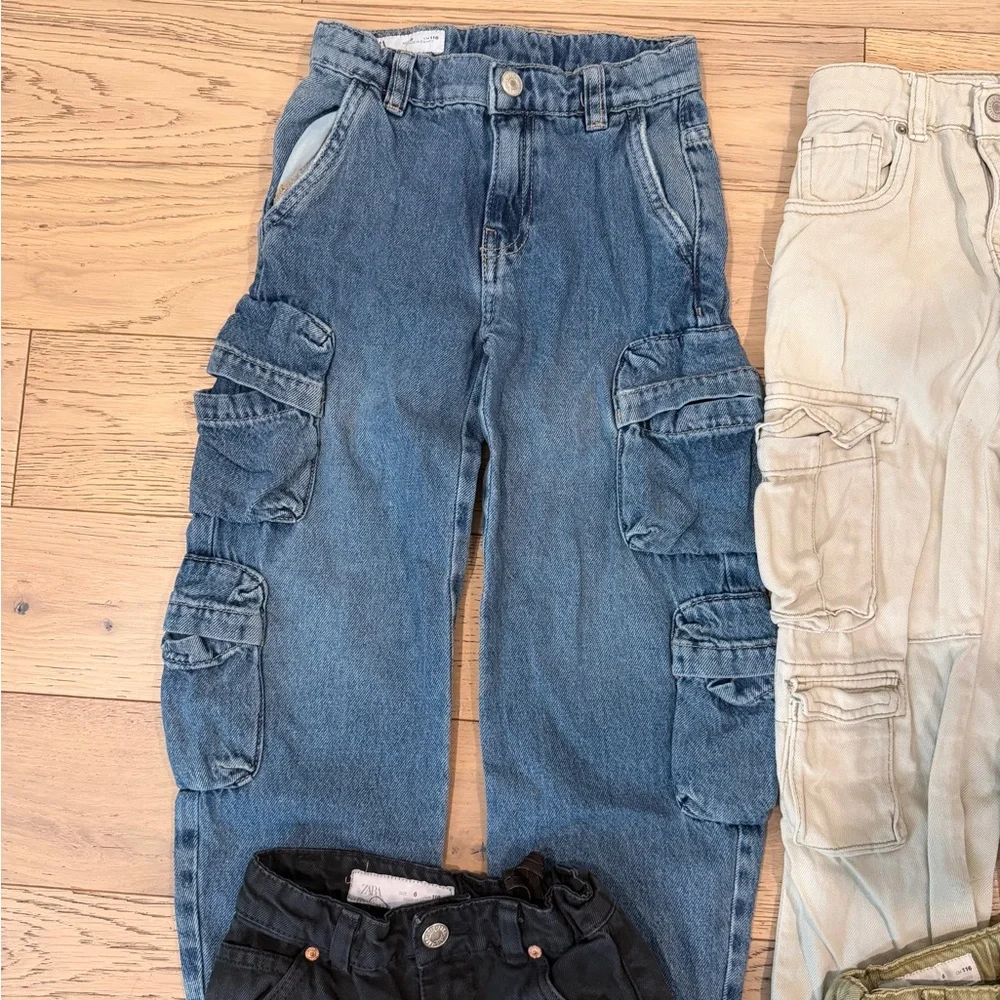 Zara Kids Cargo Pants Set - Black, Blue, Beige, Olive - Picture 2 of 5